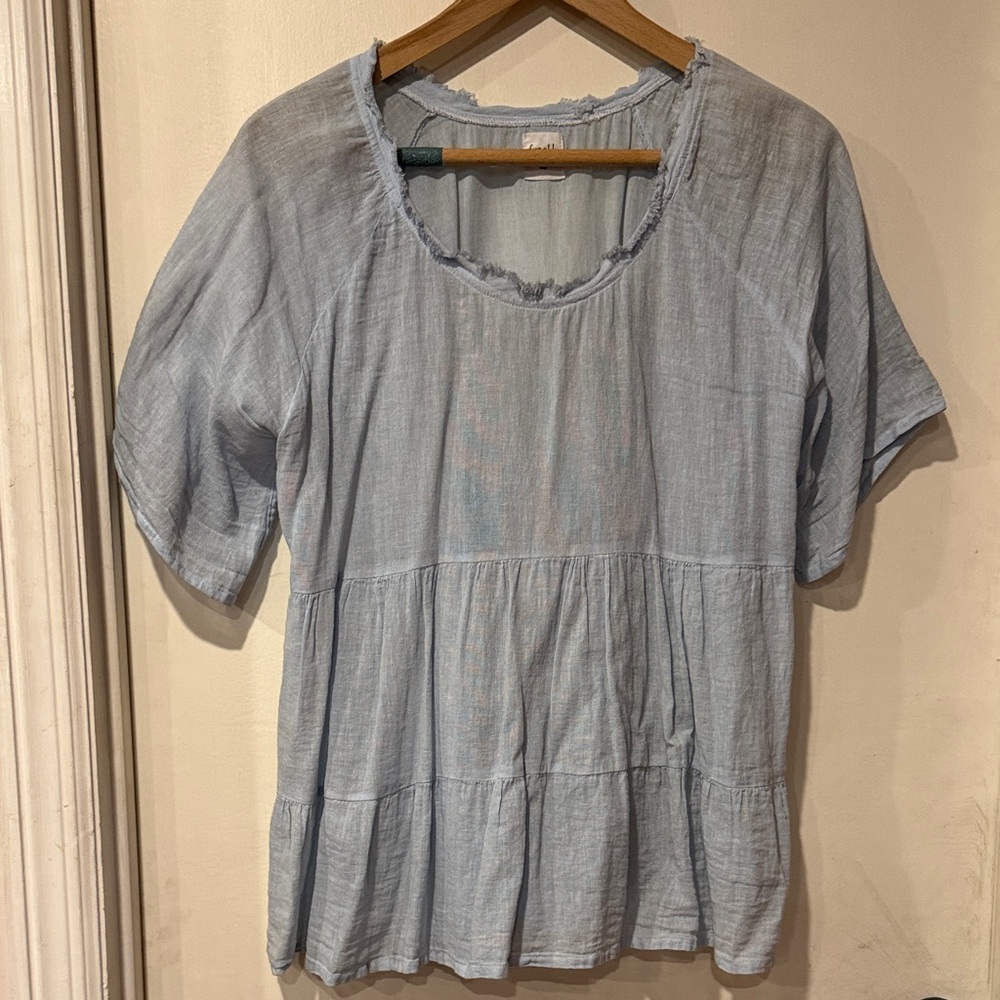 Frokk Light Blue Women's Tiered Blouse